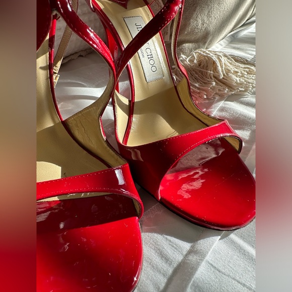 Jimmy Choo Red Patent Leather Lang Sandals Authentic MSRP $895 size 39 - Picture 7 of 14